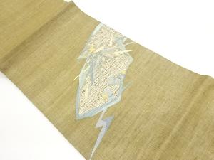 紗紬金通し抽象模様織出し名古屋帯